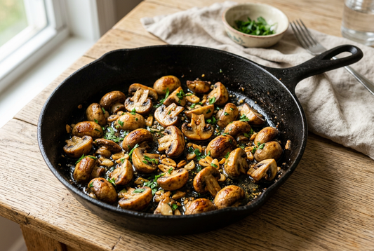 Knoblauch-Champignons aus der Pfanne